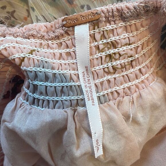 Free People Floral Skies Hi-Low Ruffle Midi Dress S - Picture 6 of 9